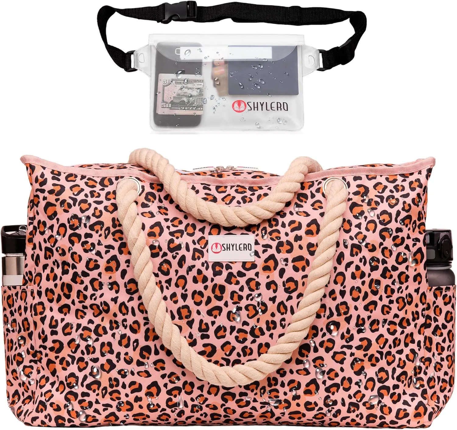 SHYLERO Beach Bag and Pool Bag. Has Airtight Pouch, Ton of Pockets. Beach Tote is Zippered, Water Resistant. Family Size
