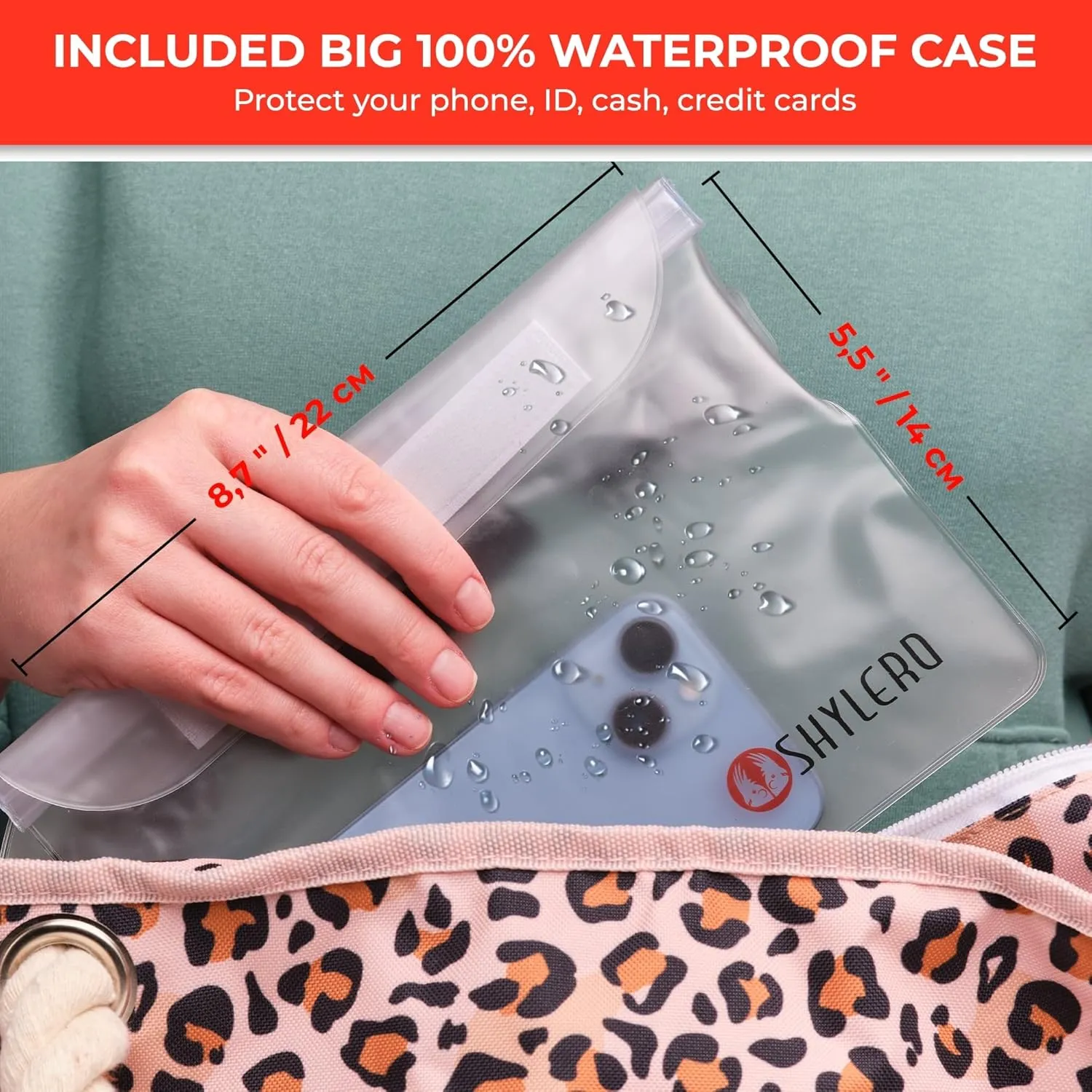 SHYLERO Beach Bag and Pool Bag. Has Airtight Pouch, Ton of Pockets. Beach Tote is Zippered, Water Resistant. Family Size