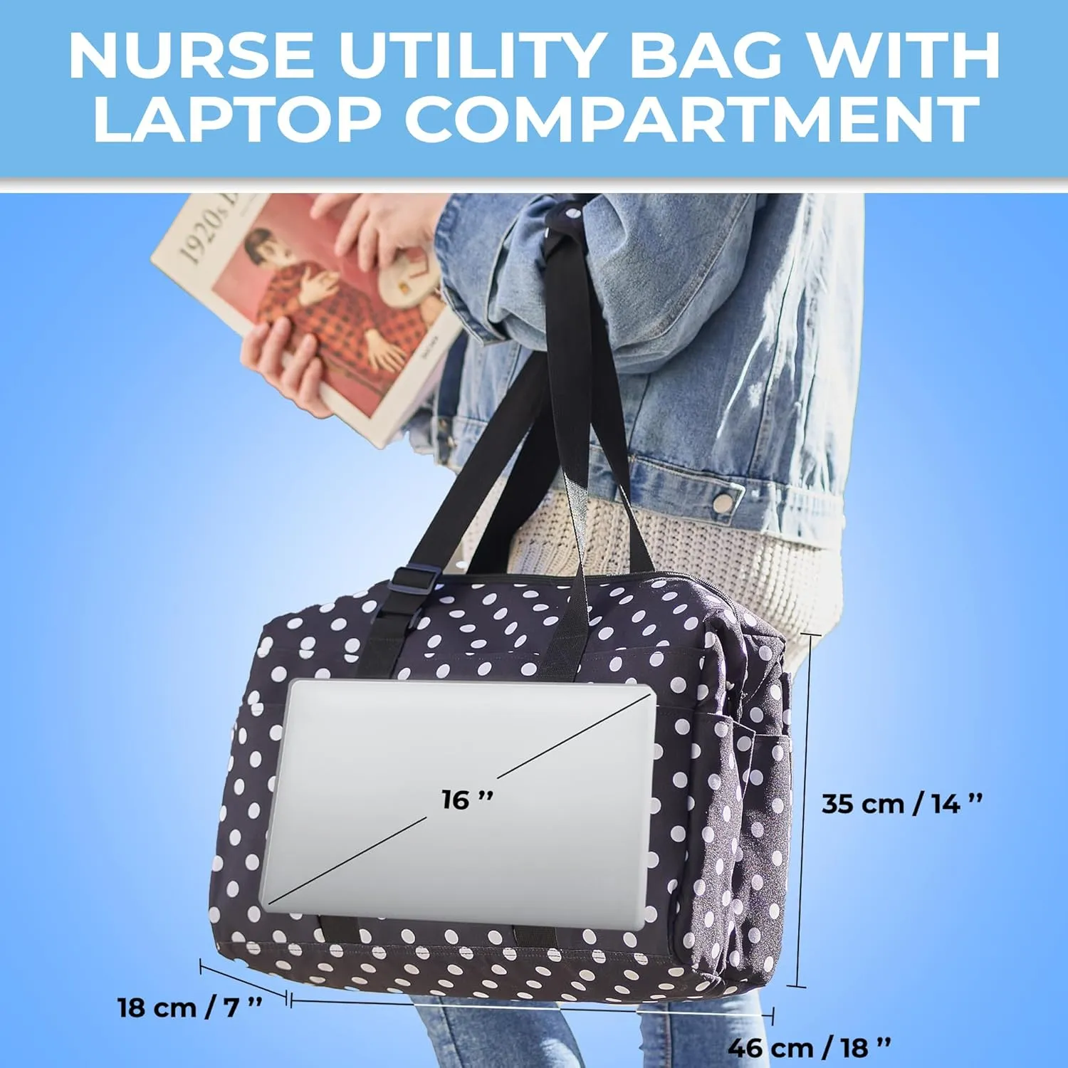 SHYLERO Nurse Bag with 21 Pockets - Big, Waterproof Medical Utility Tote for Daily Use