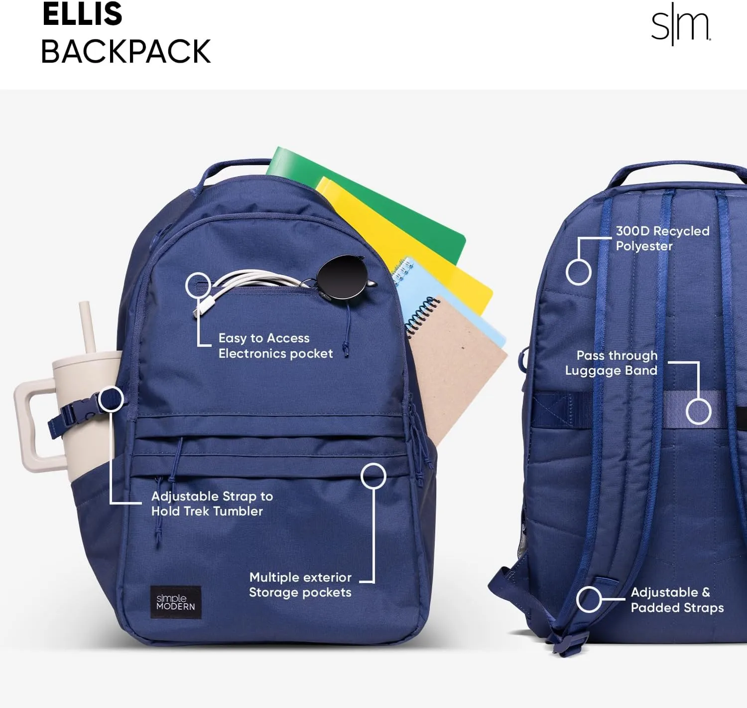 Simple Modern Ellis Backpack for School | Elementary Middle and High School Bookbag for Kids and Teens | Girls and Boys | Dude Perfect Classic Logo