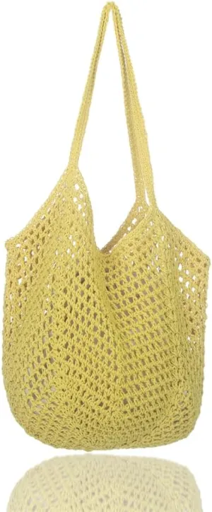 Sither Crochet Bags for Women Summer Beach Travel Mesh Bag Handbags Knit Hollow Hobo Bag for Gift