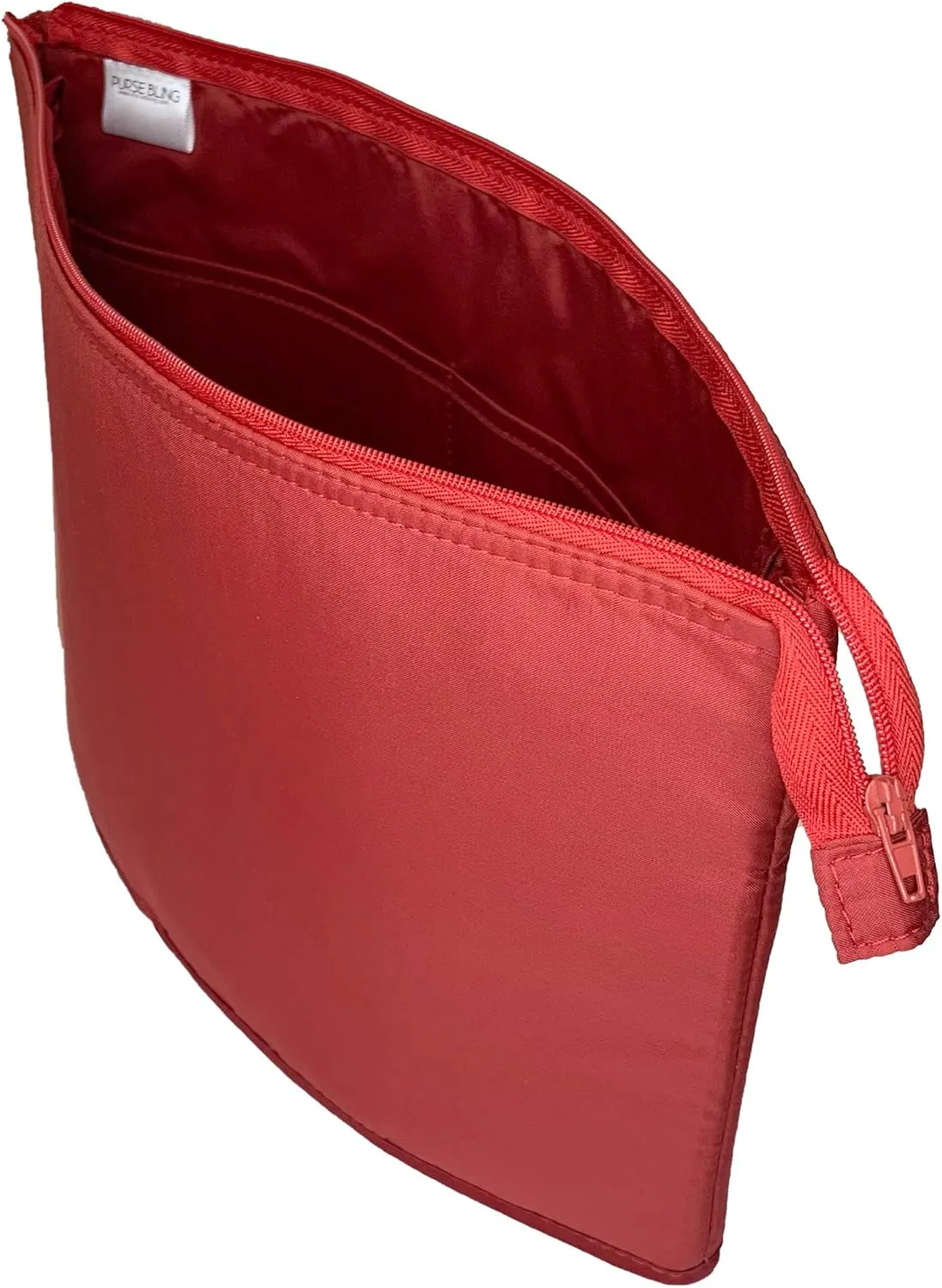 Slim Purse Organizer Insert with Zipper For Handbags and Totes, Purse To Go Style Shaper For Speedy, Neverfull, Graceful, & Delightful Totes (Red, Large)