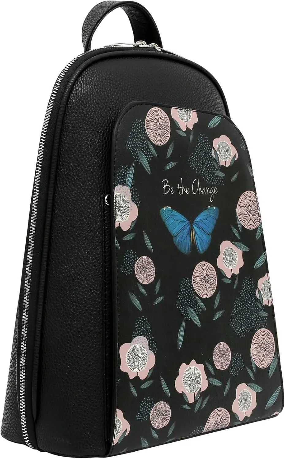 Small Backpack for Women - Vegan Leather and Unique Design Handmade Backpack Purse for Women, Be The Change Design