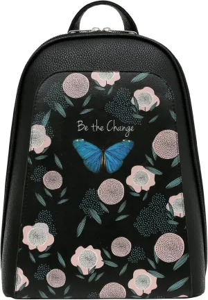 Small Backpack for Women - Vegan Leather and Unique Design Handmade Backpack Purse for Women, Be The Change Design
