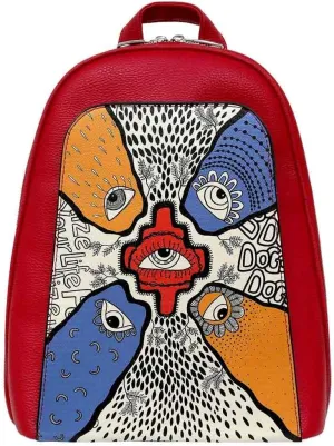 Small Backpack for Women - Vegan Leather and Unique Design Handmade Backpack Purse for Women, Center View Design