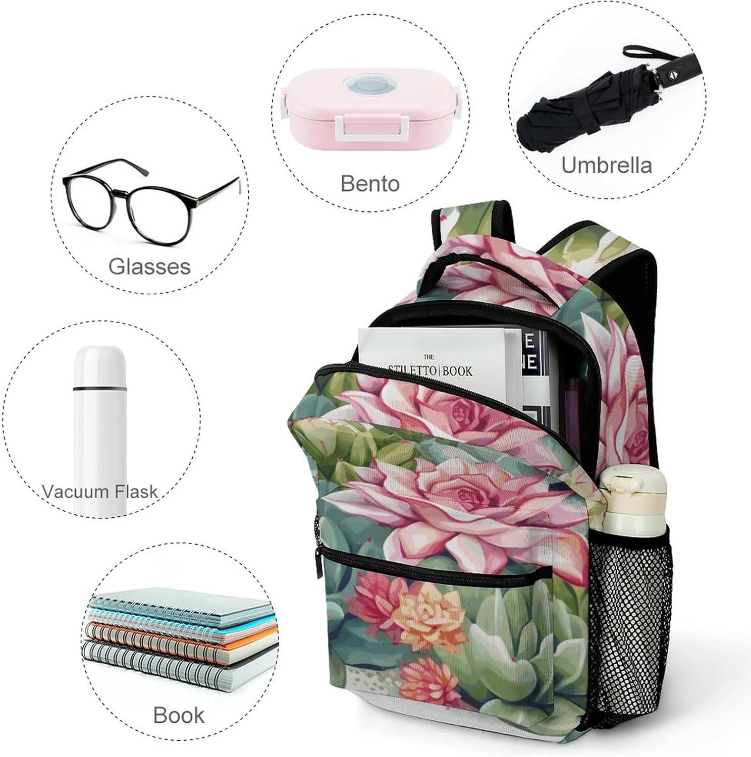Small Backpacks Personalized Colorful Green Printing Travel Bag Lightweight Travel Backpack For Women Men