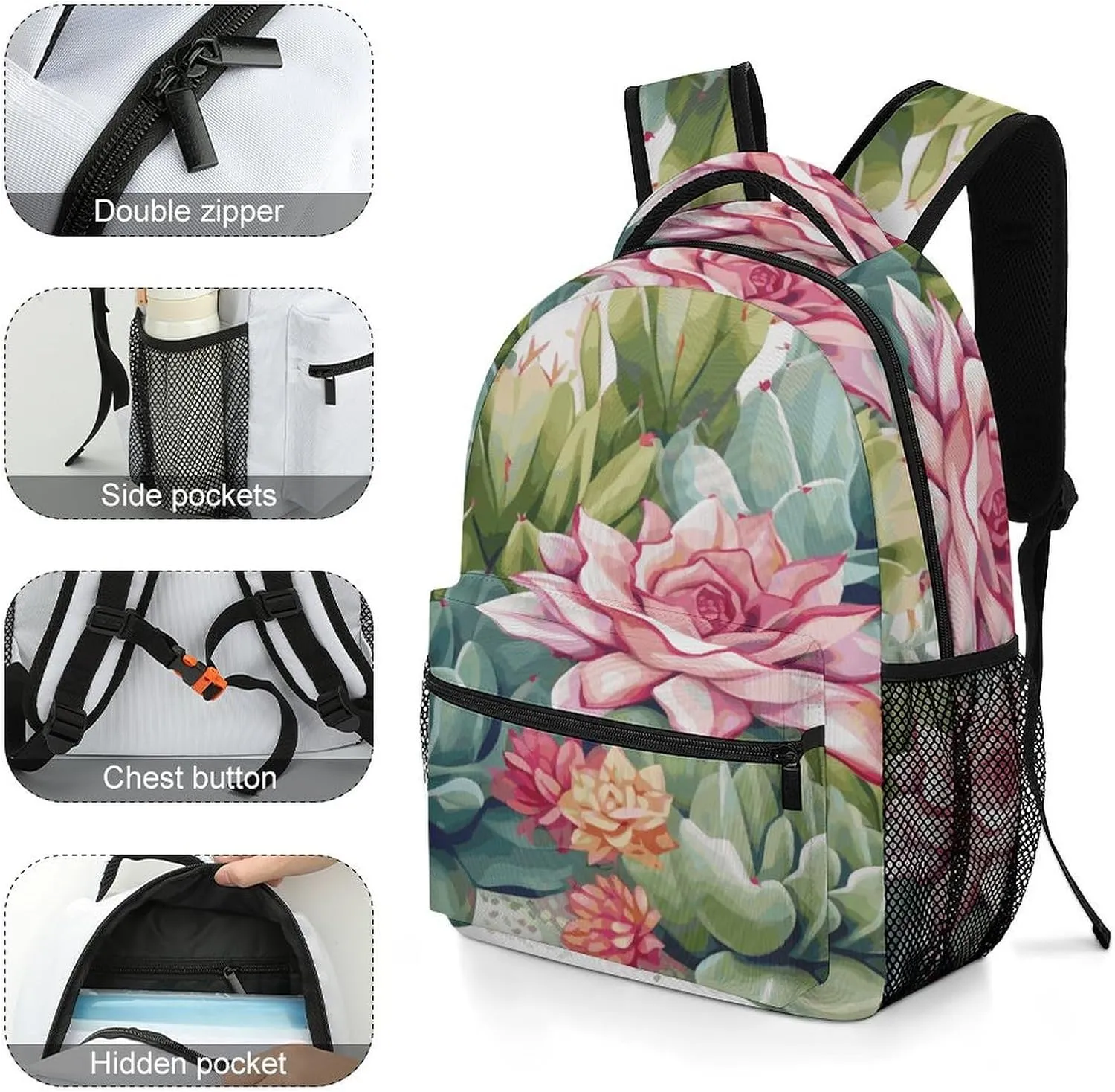 Small Backpacks Personalized Colorful Green Printing Travel Bag Lightweight Travel Backpack For Women Men