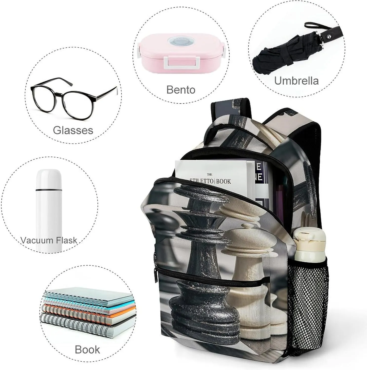 Small Backpacks Personalized Draughts Printing Travel Bag Lightweight Travel Backpack For Women Men