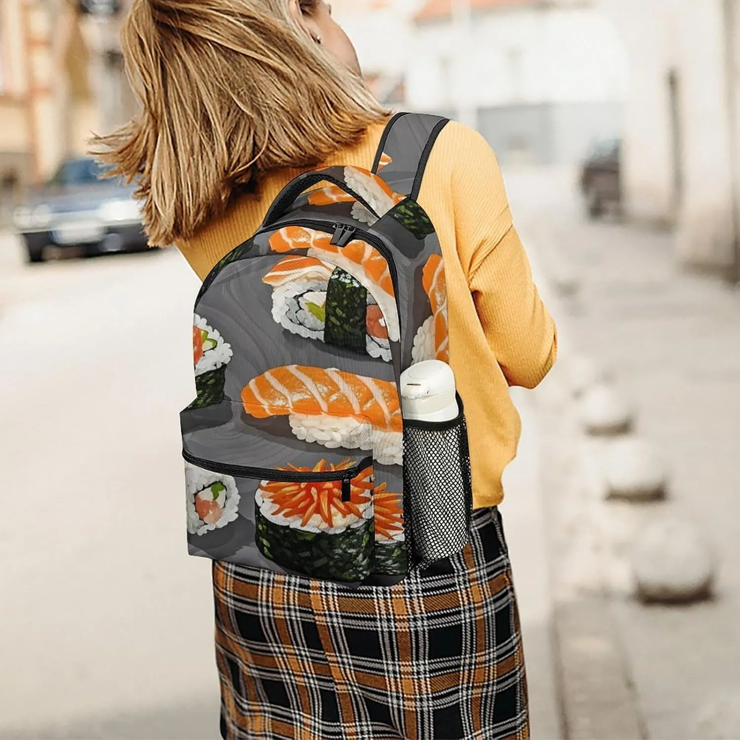 Small Backpacks Personalized Japanese Food Printing Travel Bag Lightweight Travel Backpack For Women Men