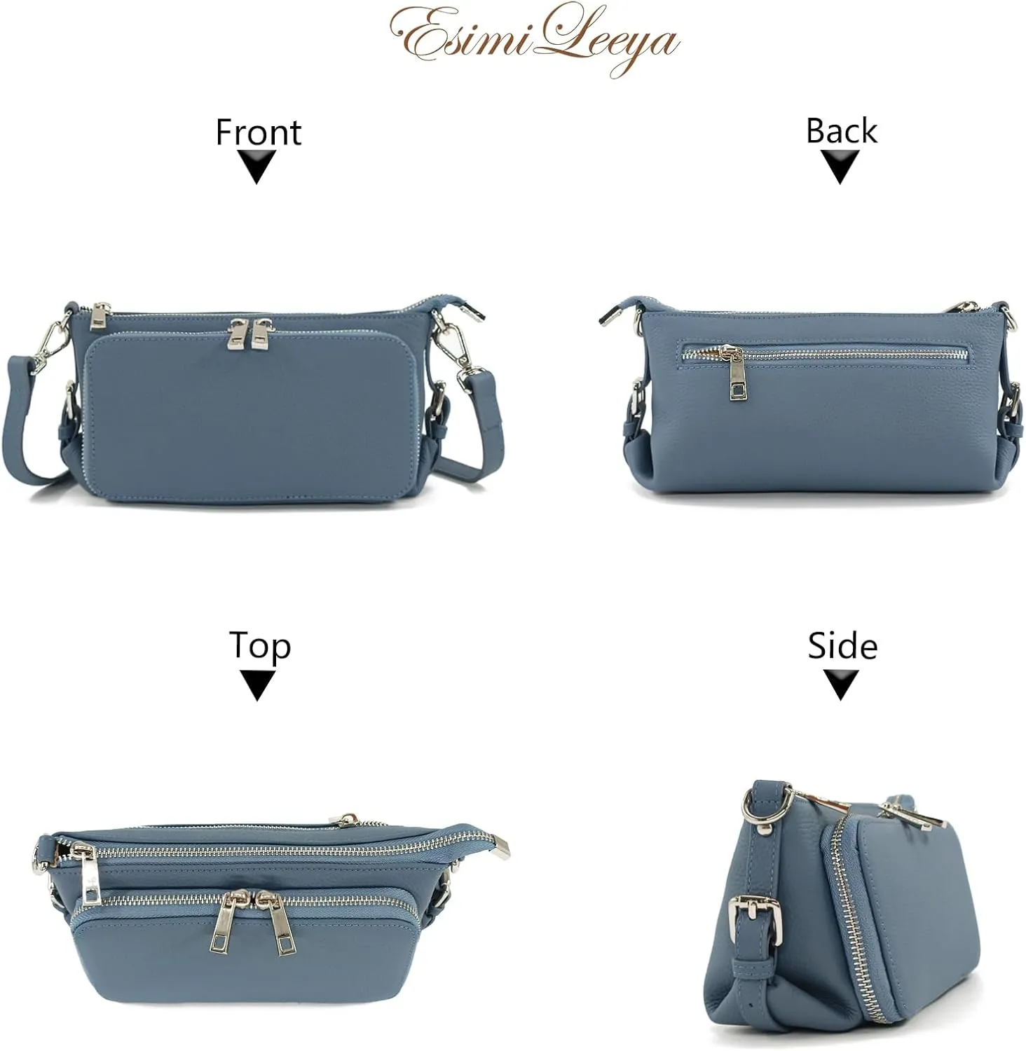 Small Compact Genuine Leather Crossbody Bag for Women Real Leather Purses for Women with Shoulder and Hand Strap