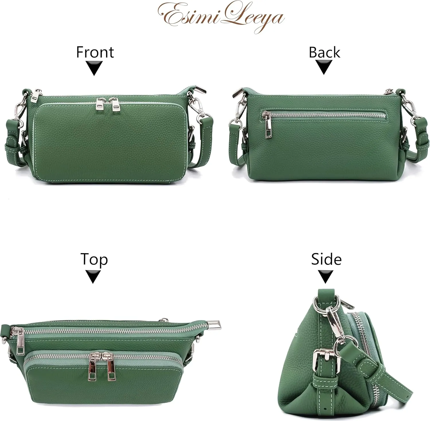 Small Compact Genuine Leather Crossbody Bag for Women Real Leather Purses for Women with Shoulder and Hand Strap