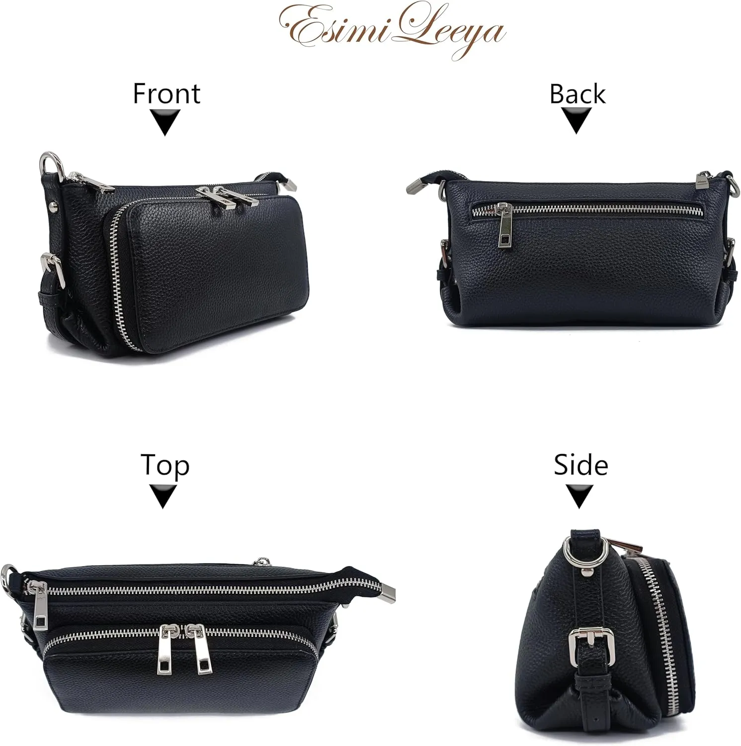 Small Compact Genuine Leather Crossbody Bag for Women Real Leather Purses for Women with Shoulder and Hand Strap