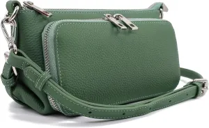 Small Compact Genuine Leather Crossbody Bag for Women Real Leather Purses for Women with Shoulder and Hand Strap