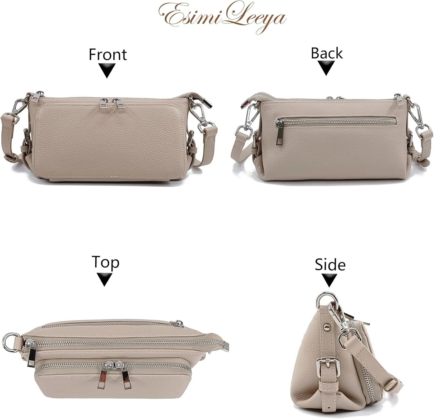 Small Compact Genuine Leather Crossbody Bag for Women Real Leather Purses for Women with Shoulder and Hand Strap
