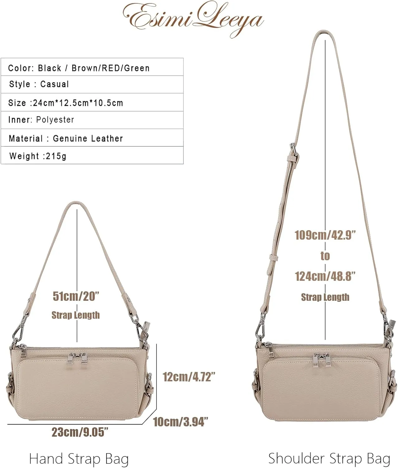 Small Compact Genuine Leather Crossbody Bag for Women Real Leather Purses for Women with Shoulder and Hand Strap