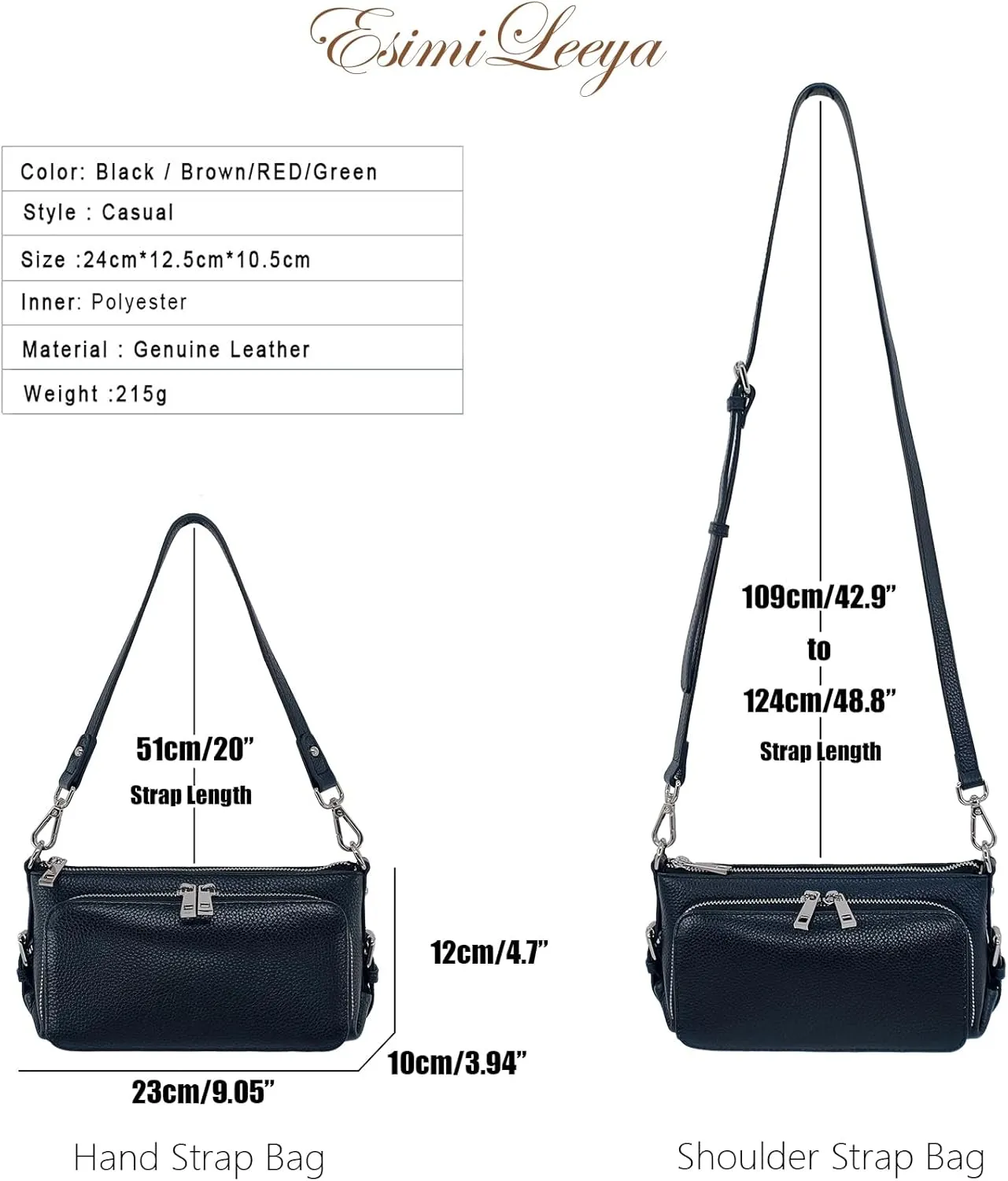 Small Compact Genuine Leather Crossbody Bag for Women Real Leather Purses for Women with Shoulder and Hand Strap