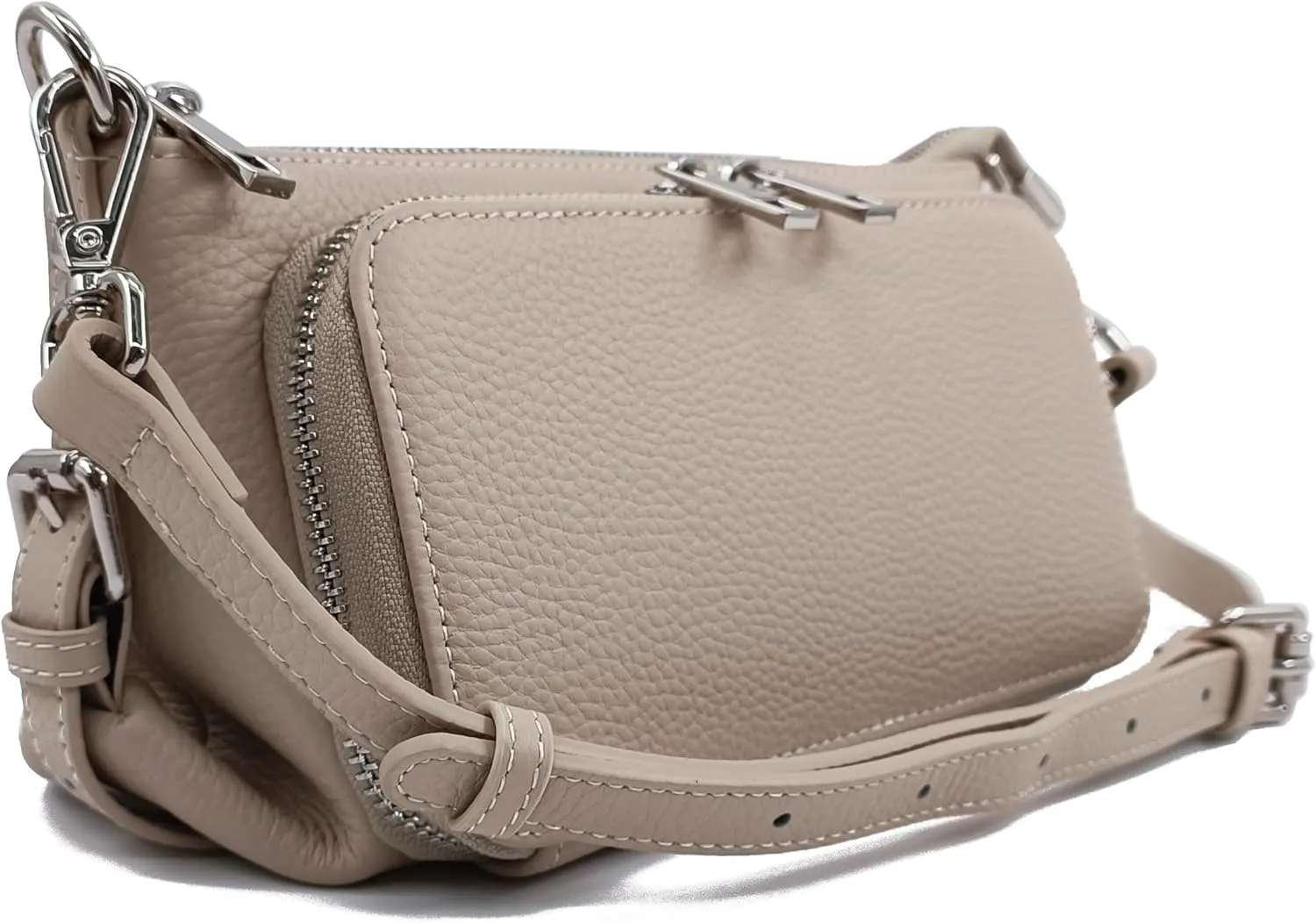 Small Compact Genuine Leather Crossbody Bag for Women Real Leather Purses for Women with Shoulder and Hand Strap