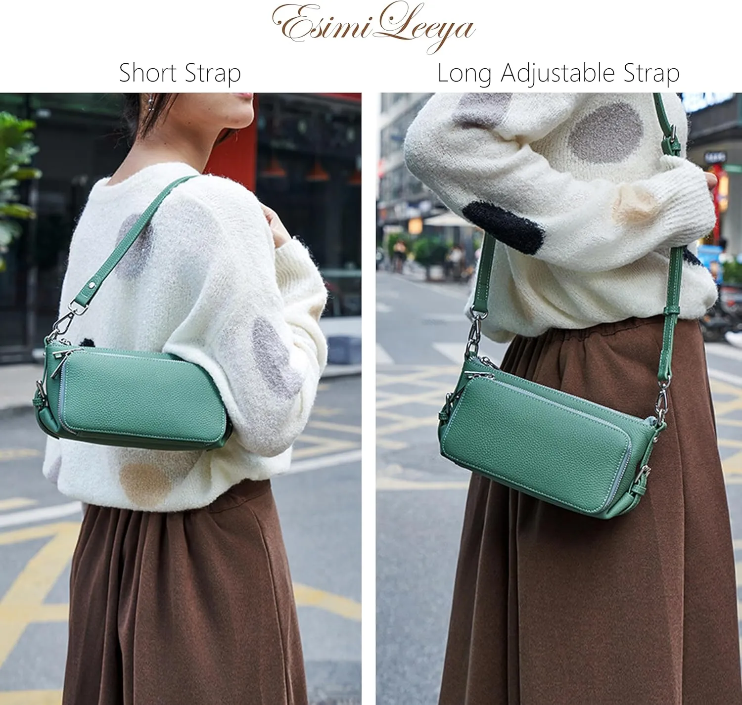Small Compact Genuine Leather Crossbody Bag for Women Real Leather Purses for Women with Shoulder and Hand Strap
