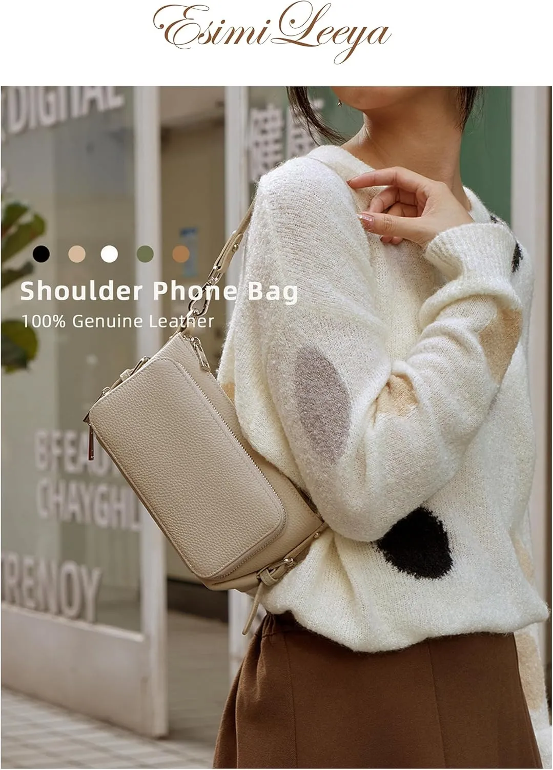 Small Compact Genuine Leather Crossbody Bag for Women Real Leather Purses for Women with Shoulder and Hand Strap