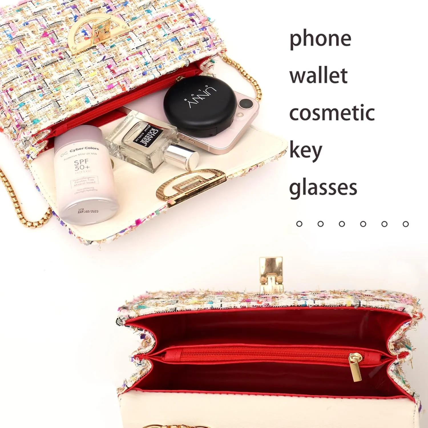 Small Crossbody Bags for Women Leather Shoulder Bag with Chain Trendy Designer Clutch Satchel Ladies Evening Bags
