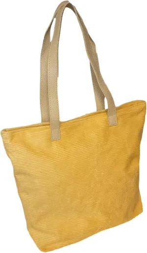 SONA G DESIGNS Large Zipper Closure Corduroy Bag for Women with Inner Pocket