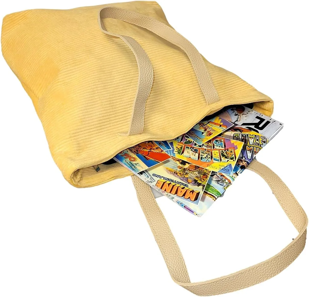 SONA G DESIGNS Large Zipper Closure Corduroy Bag for Women with Inner Pocket