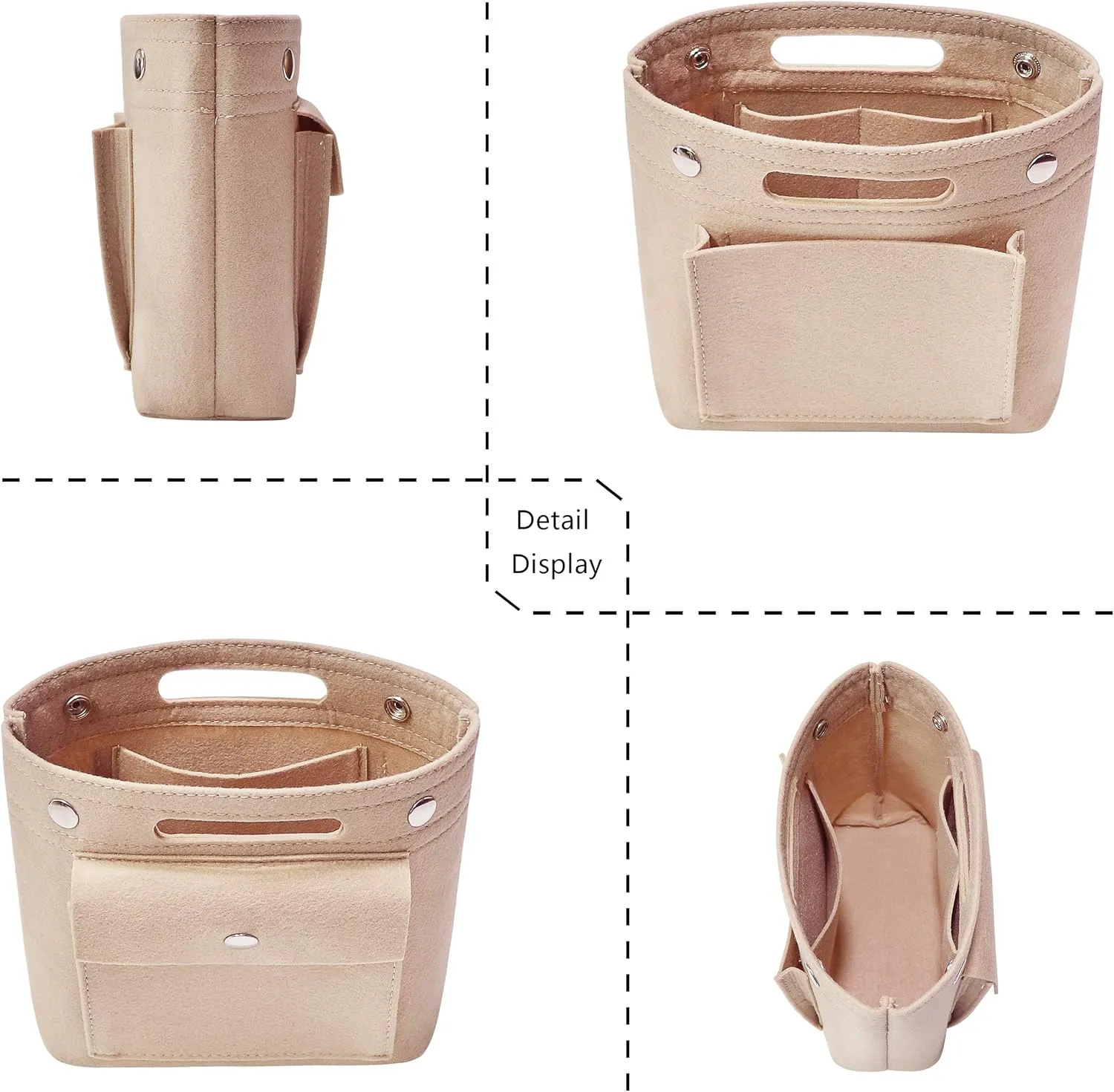 Soyizom Mini Organizer Felt Bags Inner Pockets Shopping Bag Handbag Organizer Insert for Speedy Neverfull NeoNoe Noe BB, Beige, beige, small