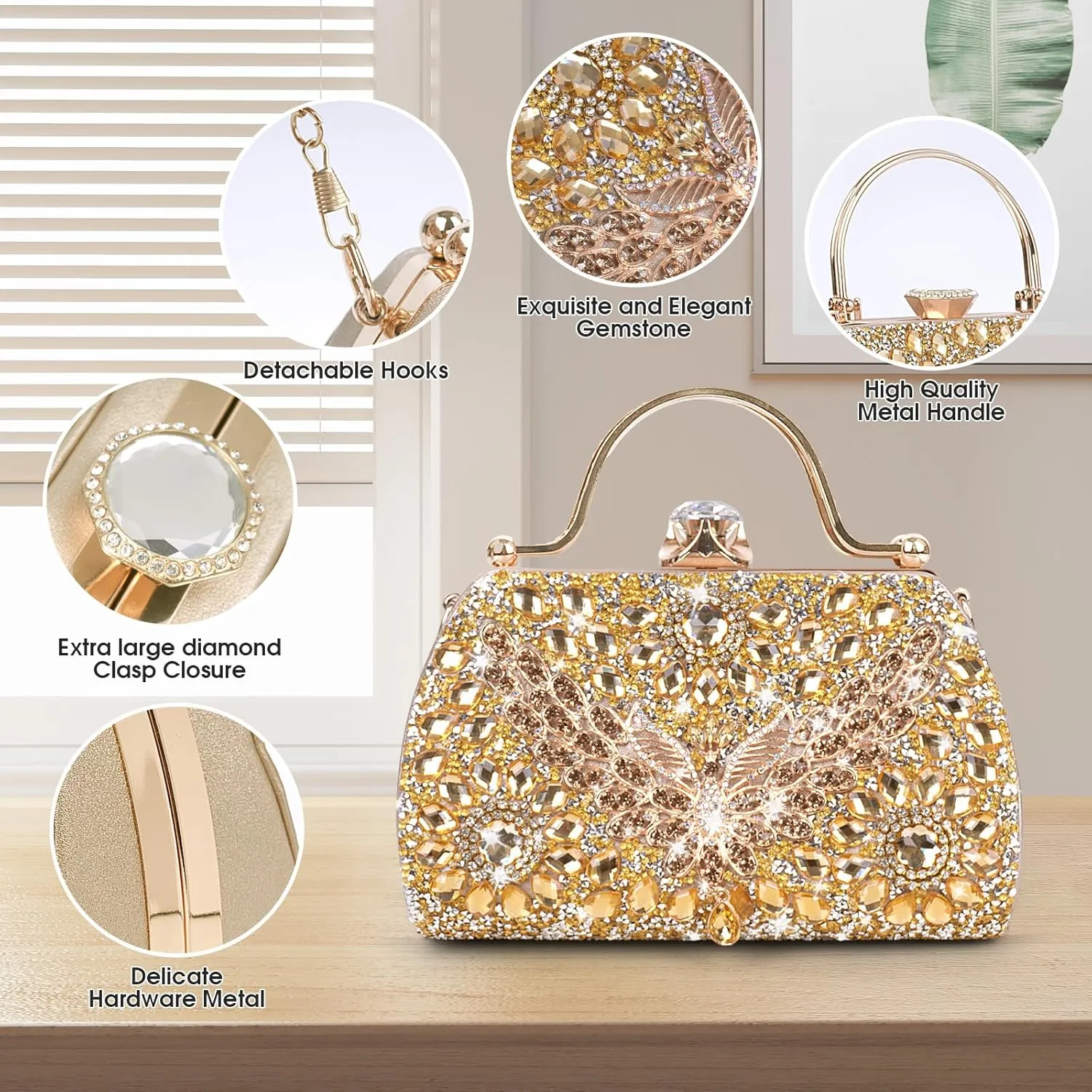 Sparkling Evening Clutches for Women Top Handle Rhinestone Handbags Ladies Luxury Cocktail Party Bling Chain Satche
