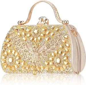 Sparkling Evening Clutches for Women Top Handle Rhinestone Handbags Ladies Luxury Cocktail Party Bling Chain Satche
