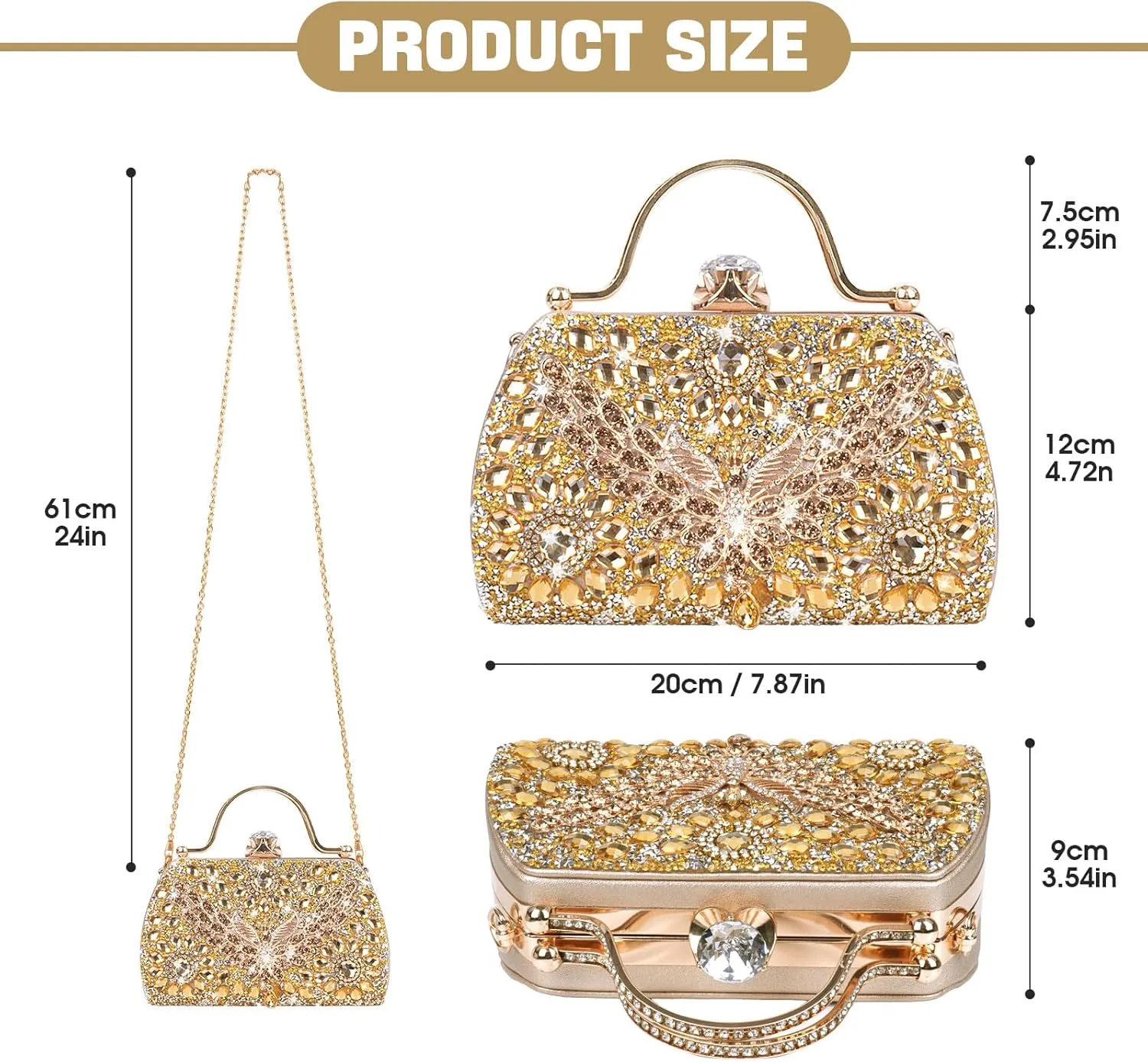 Sparkling Evening Clutches for Women Top Handle Rhinestone Handbags Ladies Luxury Cocktail Party Bling Chain Satche