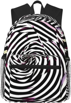 spiral optical illusion gif Print Adults Casual Travel Zipper Bookbag Polyester Travel Daypack Bag Multiple Pockets