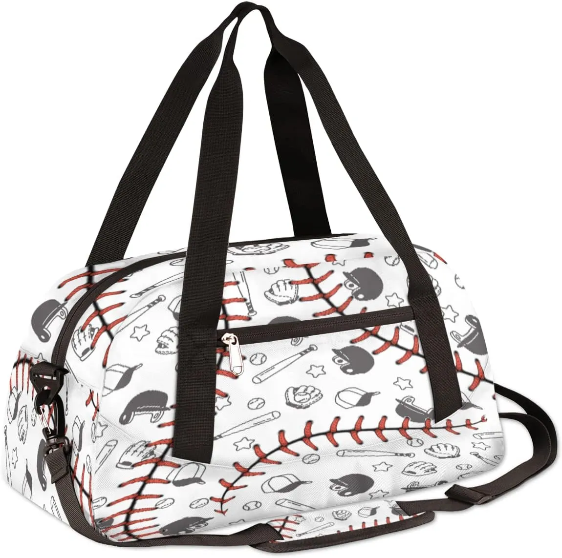 Sport Baseball Lace Kids Duffel Bag,Ball Theme Sport Gym Bag for Boys Girls Teen,Weekender Overnight Tote Bag Carry On Travel Duffel Bag for School Gymnastic Ballet