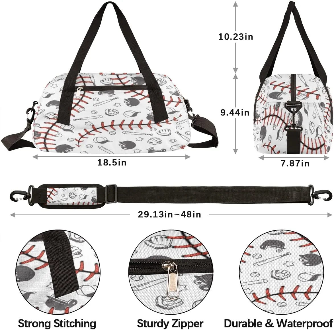 Sport Baseball Lace Kids Duffel Bag,Ball Theme Sport Gym Bag for Boys Girls Teen,Weekender Overnight Tote Bag Carry On Travel Duffel Bag for School Gymnastic Ballet
