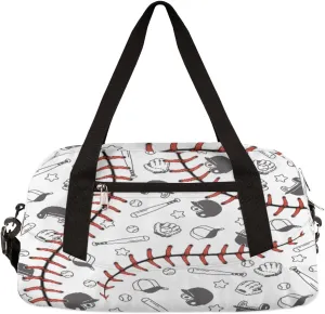 Sport Baseball Lace Kids Duffel Bag,Ball Theme Sport Gym Bag for Boys Girls Teen,Weekender Overnight Tote Bag Carry On Travel Duffel Bag for School Gymnastic Ballet