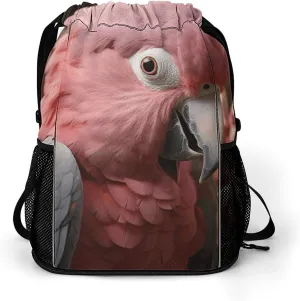 Sports Drawstring Backpack Lightweight Small Gym Bag Grey Rose-Breasted Cockatoo Gym Sackpack for Women Men