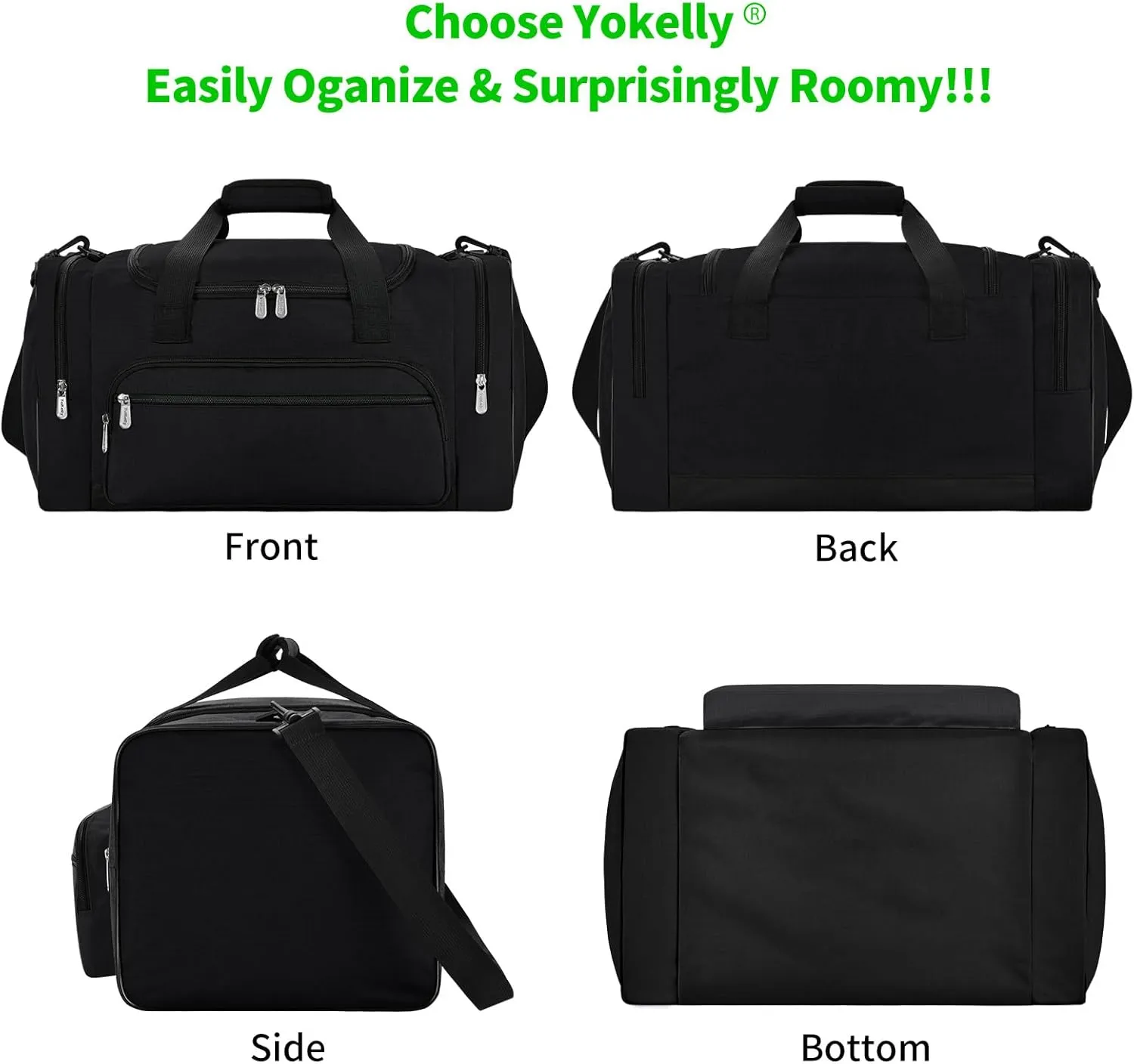 Sports Duffel Bag 26 Inch Travel Gym Duffle - Black