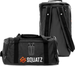 SQUATZ Duffle Bag Backpack, Gym Bag and Sports Bag, Removable Shoulder Straps, Carry On Weekend Bag for Airplane, Workout Overnight Backpack for Travel for Men and Women, USB Port, Black