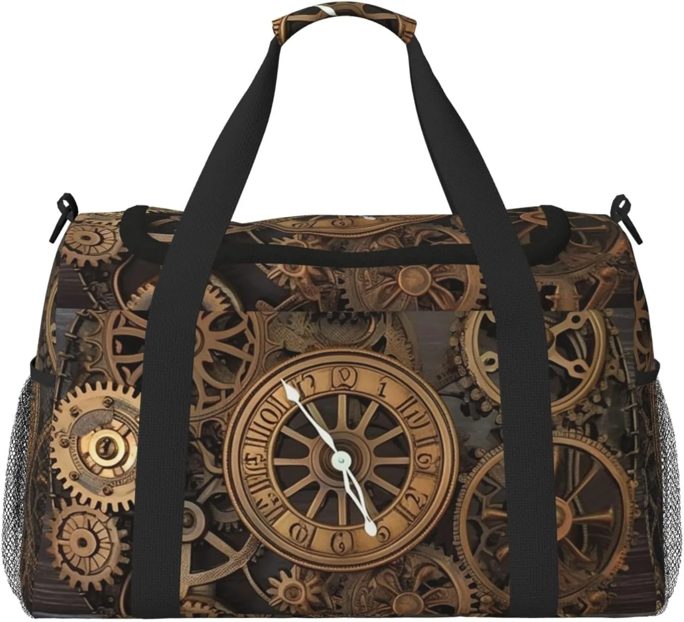 Steampunk Gears Clock Travel Duffel Bag Lightweight Waterproof Carry On Tote Bag Foldable Weekender Overnight Bags Sport Gym Bag For Women Men