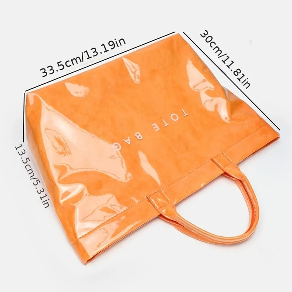 Stellaya Tote Bag, Women's Letters Print Tote Bag, Pvc Clear Tote Bag for Women, Fashionable Leopard Print Tote Bag