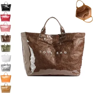 Stellaya Tote Bag, Women's Letters Print Tote Bag, Pvc Clear Tote Bag for Women, Fashionable Leopard Print Tote Bag