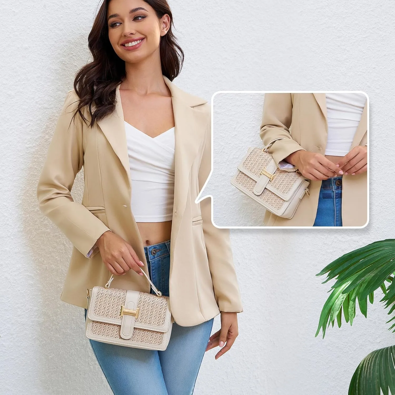 Straw Crossbody Bags for Women Summer Straw Clutch Bag Woven Beach Purse Vacation Handbags
