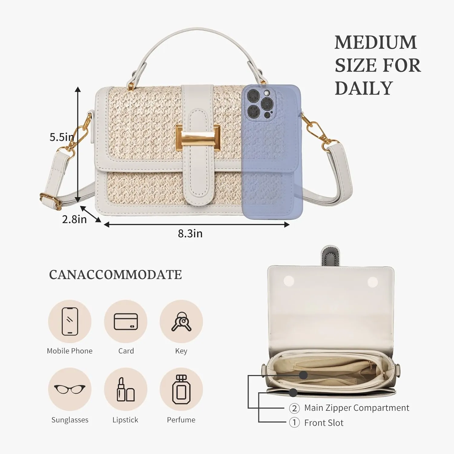 Straw Crossbody Bags for Women Summer Straw Clutch Bag Woven Beach Purse Vacation Handbags
