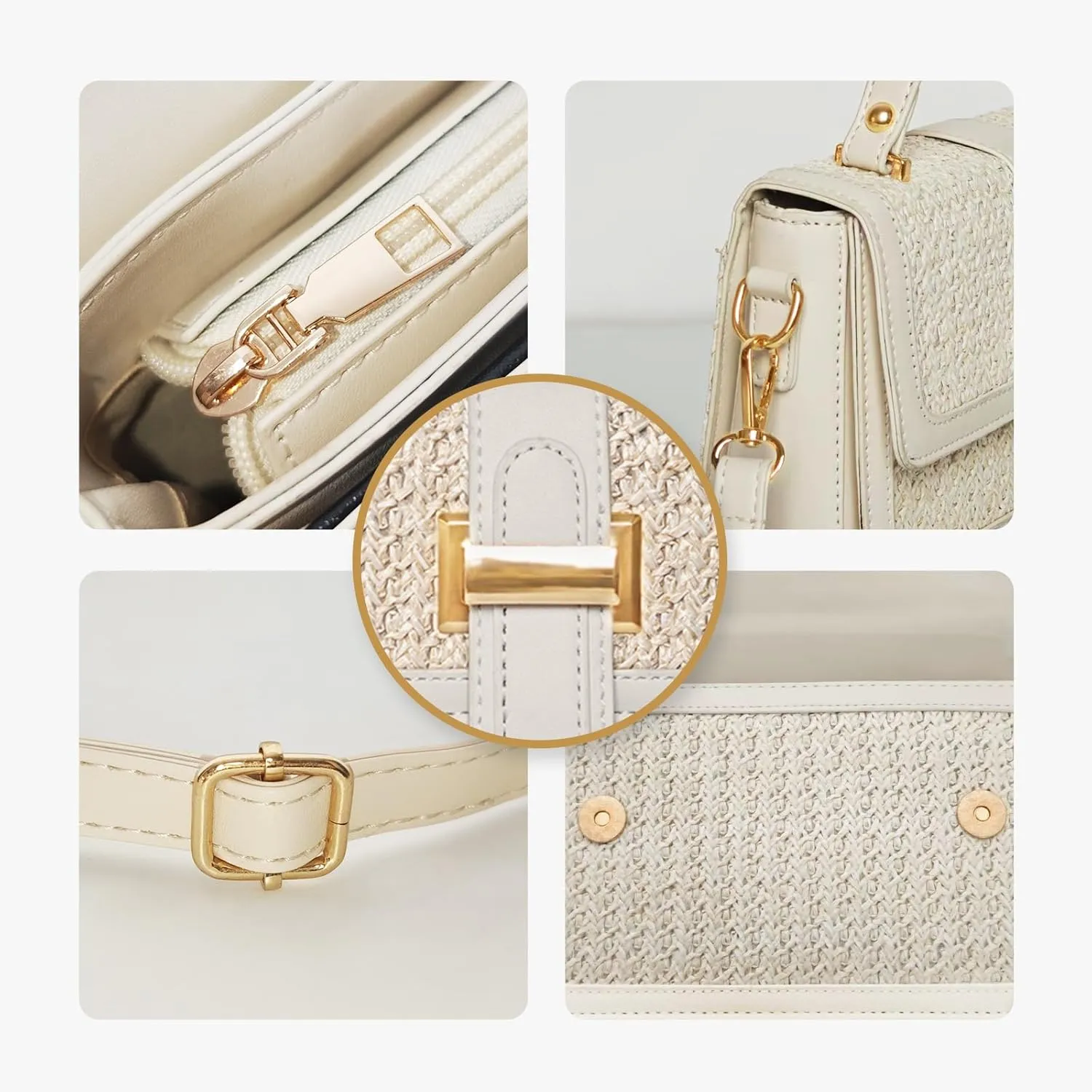 Straw Crossbody Bags for Women Summer Straw Clutch Bag Woven Beach Purse Vacation Handbags