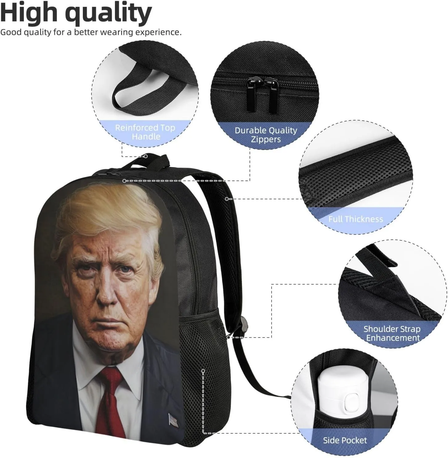 Strict Trump Backpack Waterproof Anti Theft Durable Light Laptop Bag Backpacks For Women Men Travel Gym Backpack