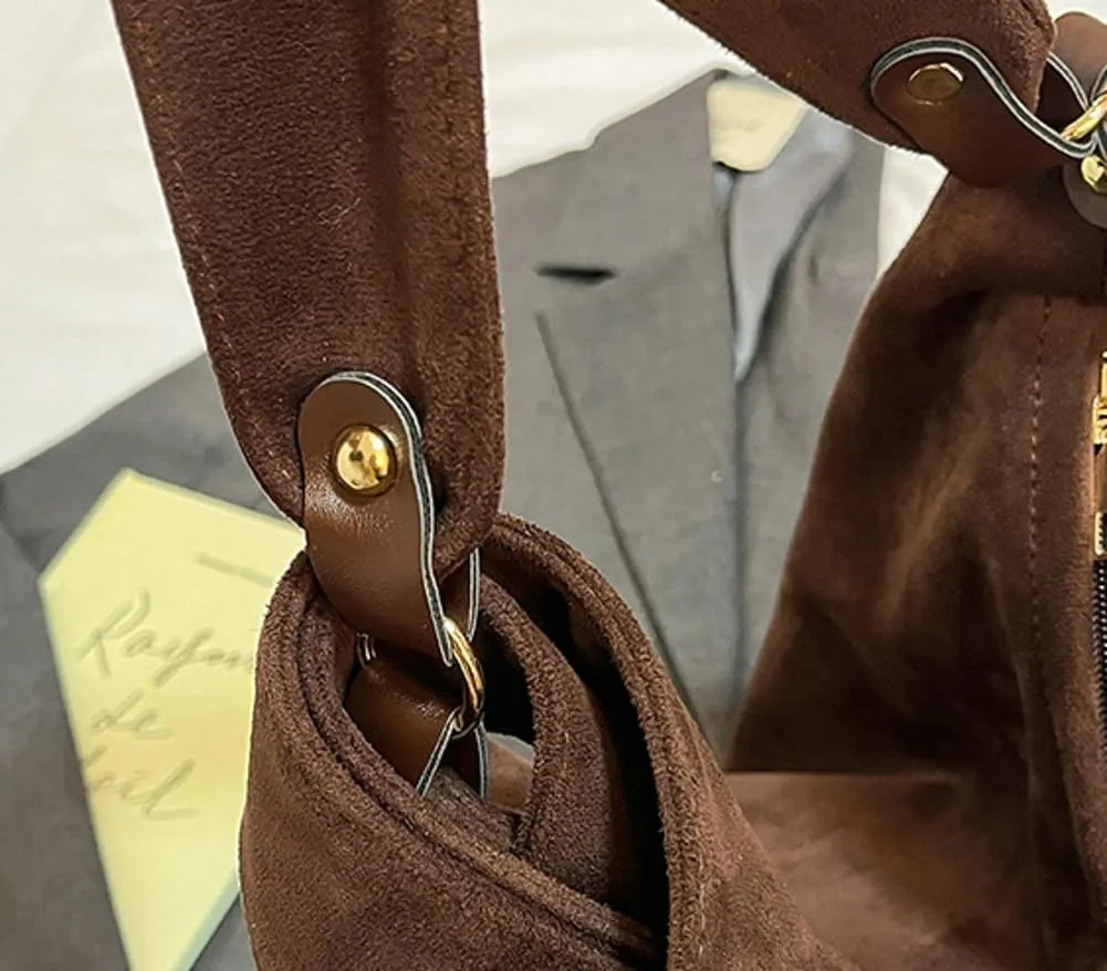 Suede Hobo Bag for Women Elegant Shoulder Bag Handbags Satchel Casual Work Purses 2025