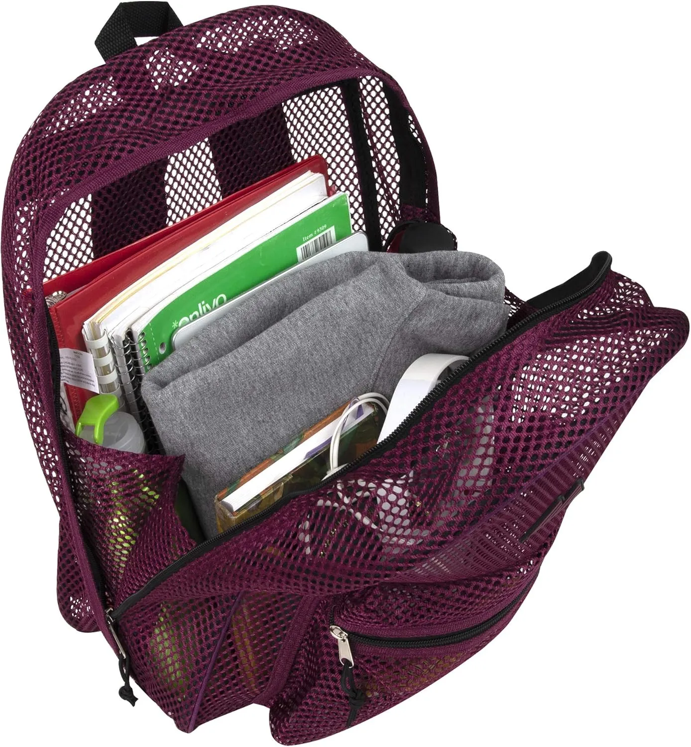 Summit Ridge Mesh Backpacks for Kids, Adults, School, Beach, and Travel, Colorful Transparent Mesh Backpacks with Padded Straps Large