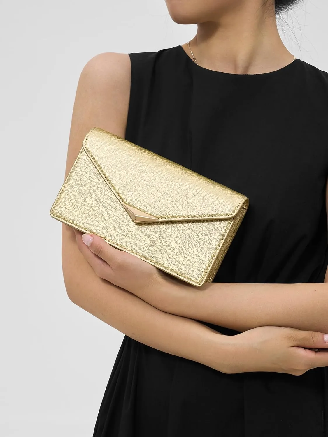 SWEETV Classic Envelope Clutch Purses for Women Elegant PU Leather Handbags for Evening, Weddings, Parties, and Formal Events