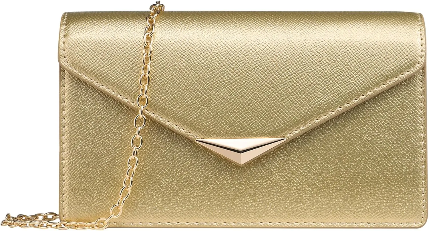 SWEETV Classic Envelope Clutch Purses for Women Elegant PU Leather Handbags for Evening, Weddings, Parties, and Formal Events