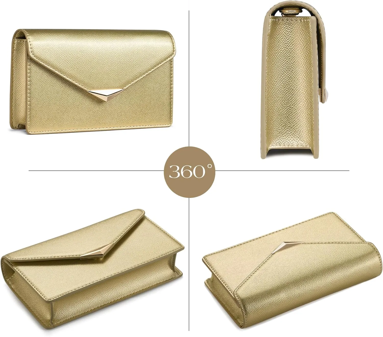 SWEETV Classic Envelope Clutch Purses for Women Elegant PU Leather Handbags for Evening, Weddings, Parties, and Formal Events