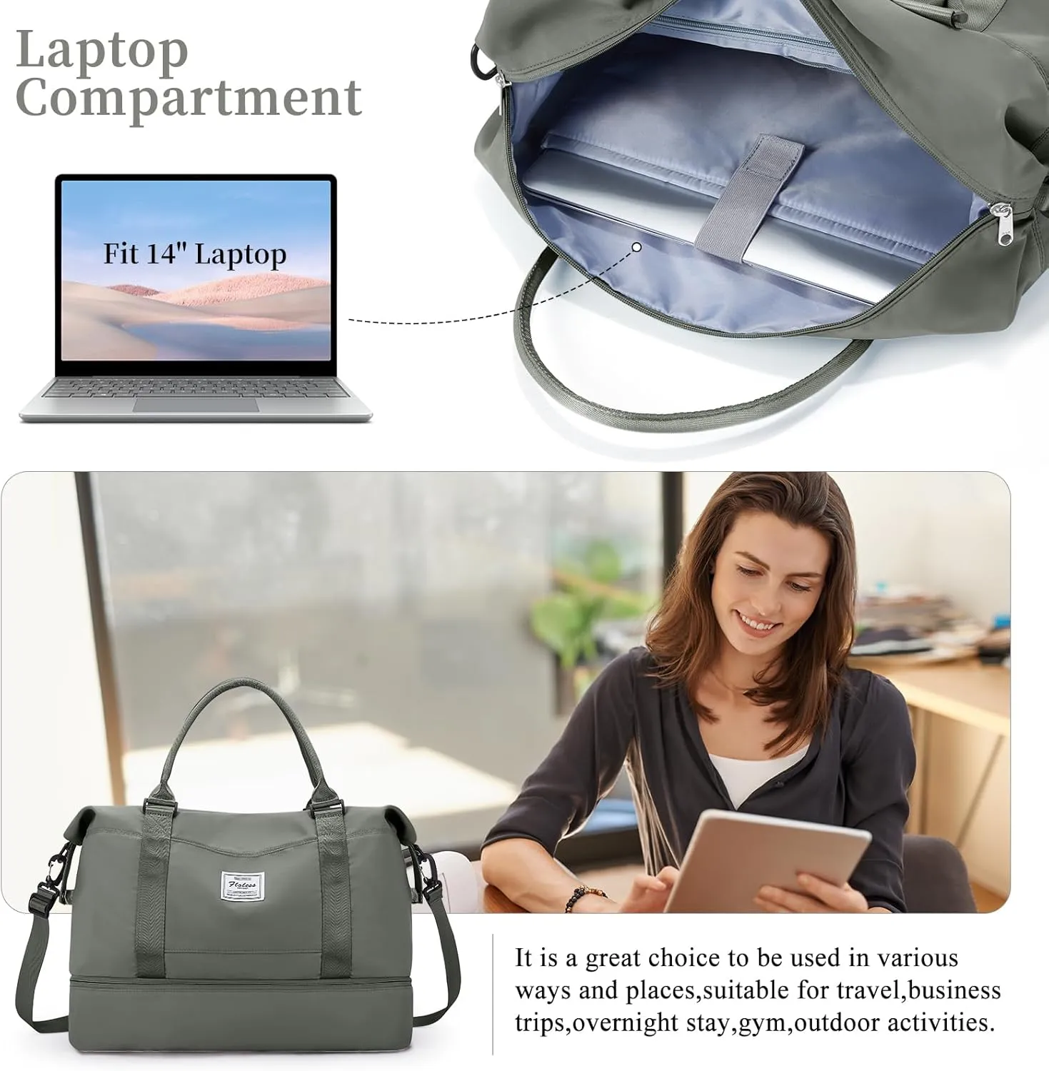SYCNB Weekender Bags for Women,Personal Item Travel Bag with Shoes Compartment,Overnight Travel Duffel Bag,Gym Bag